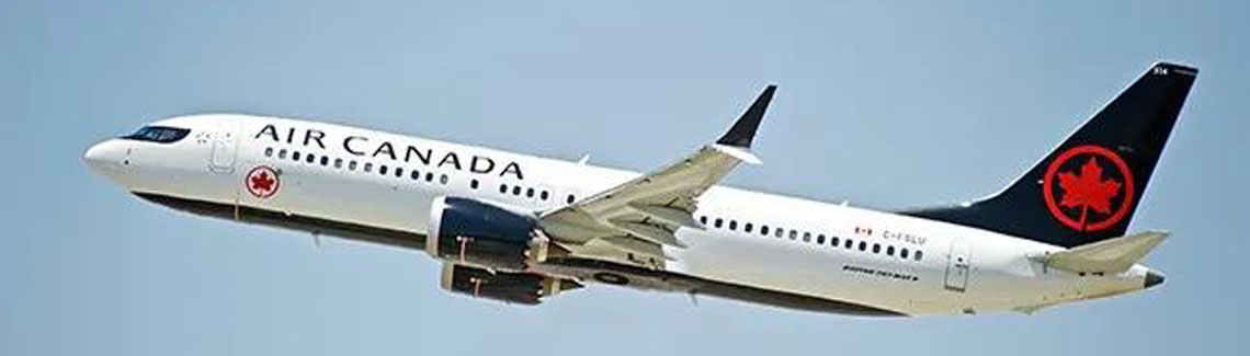 Picture an Air Canada airplane returning plastic surgery patients to Canada from Costa Rica.  The picture depicts the round-trip vacation opportunities available for patients having plastic surgery in Costa Rica.